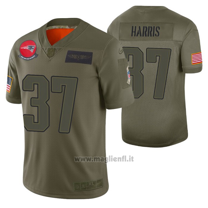 Maglia NFL Limited New England Patriots Damien Harris 2019 Salute To Service Verde